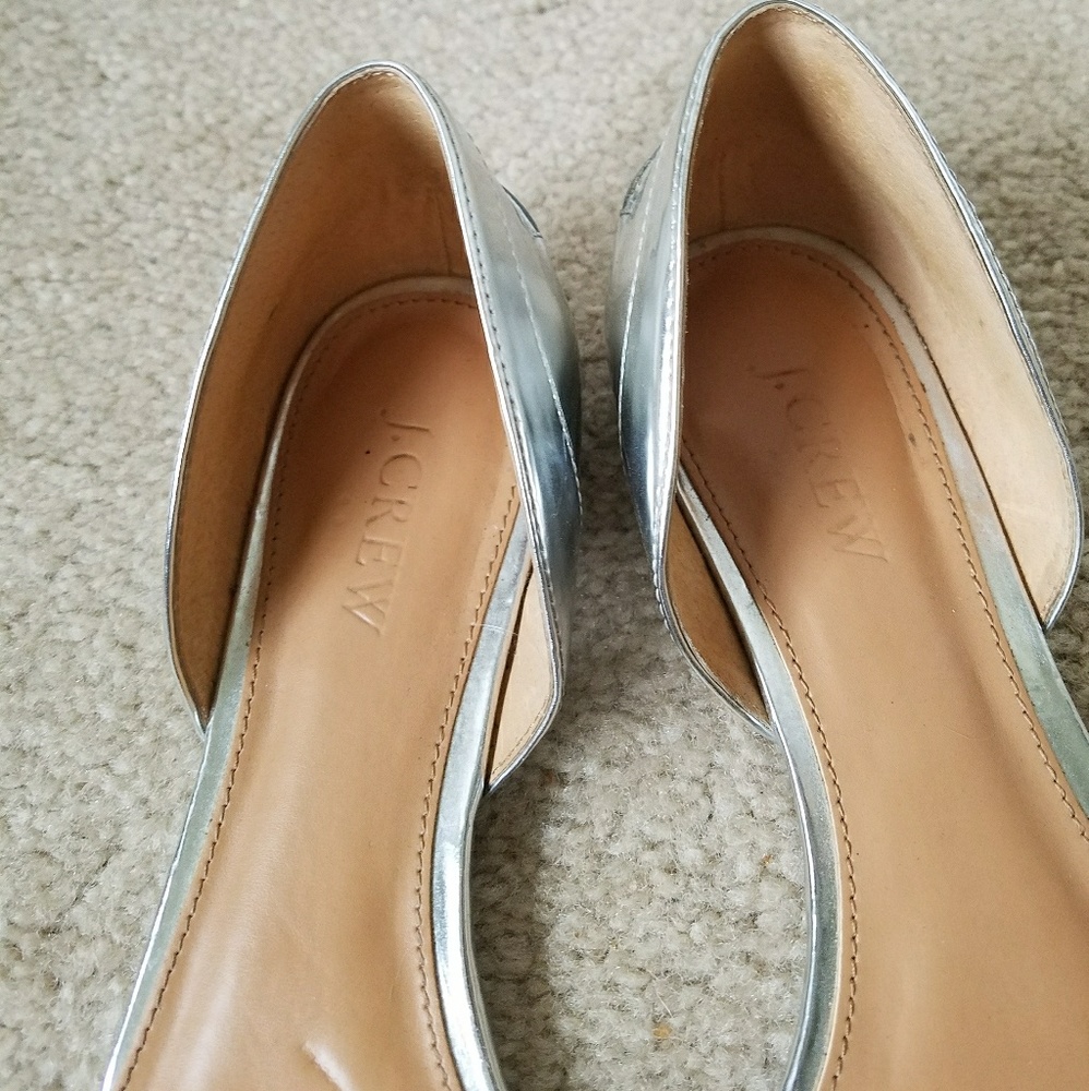 J. Crew Silver Pointed Toe Flats Size 8.5 - Picture 6 of 7